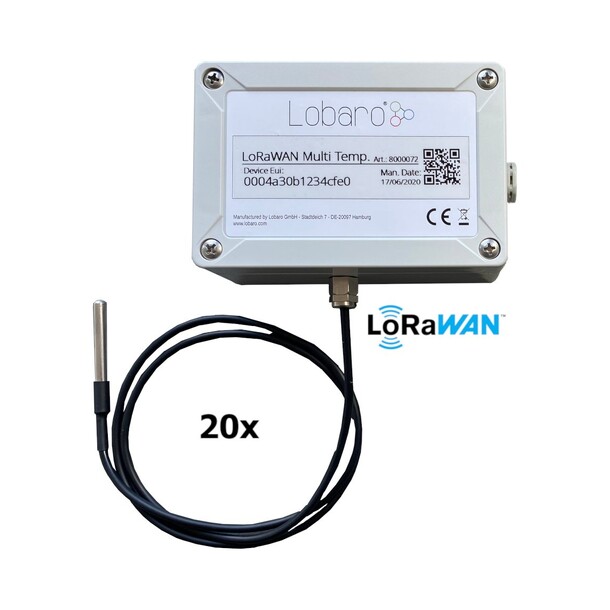 LoRaWAN Multi Temperature Box Lobaro XH battery connector, IP67