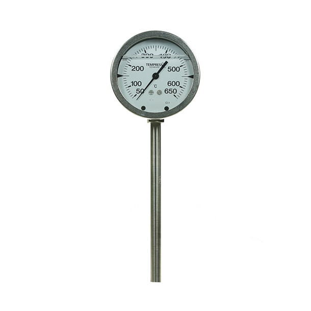 Tempress eksos stav-termometer 100mm 50/650grC,  Ø13 x L250mm, uttak ned 