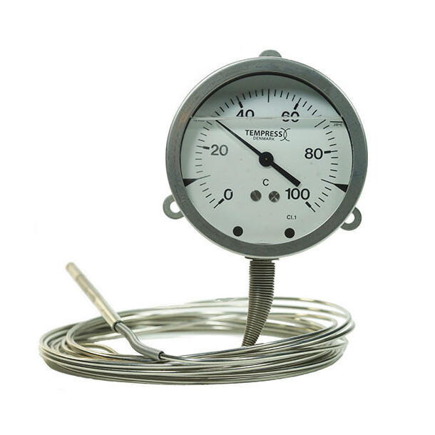 Tempress fjern-termometer A73, 100mm -50/50grC,3mtr.uarm.kap.rør,Ø13 x L200mm 