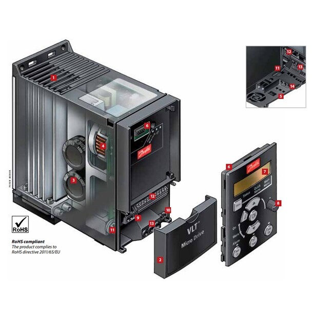 Danfoss VLT Micro Drive FC-51 2,2 kW, 200-240 VAC, IP20 