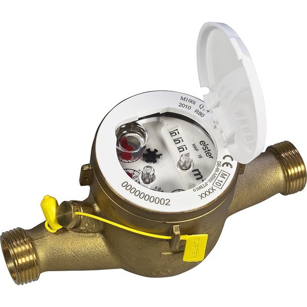 Elster husvannmåler M100i, horisontal 1/2" x L165mm, Horisontal/vertikal 