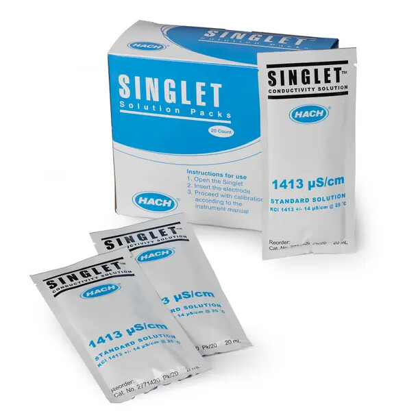 Singlet, Conductivity Standard 1413 µS/cm, KCl, 20 mL, pk/20 