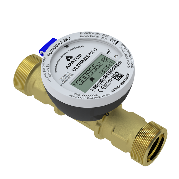 Apator Ultrimis Neo DN25, R250, T50 1" x L165mm brass, wM-Bus 