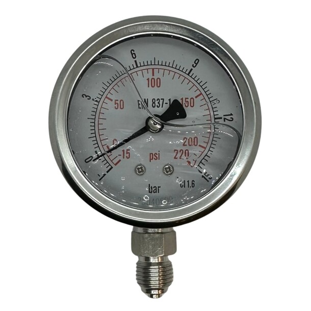 Qvintus kjølemanometer 63mm,  ned -1/15 bar/psi, 1/4"bsp ned, rustfritt 