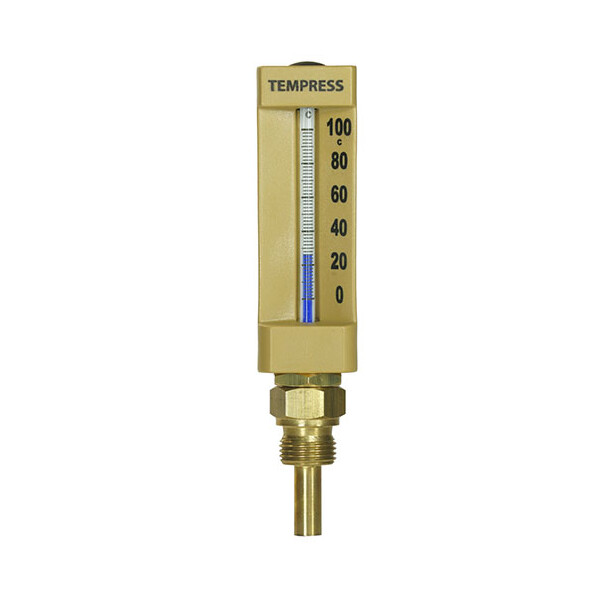 Q maskintermometer 150mm hus, rett -20/+60grC, 1/2"bsp x L63mm 