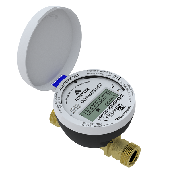 Apator Ultrimis NEO LoRaWan/wM-Bus, T50 R250 Messing,    Velg dimensjoner her: 